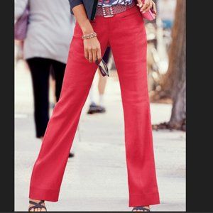 cabi Valentine Trouser -- Red -- Linen Blend -- Sz 10 LONG